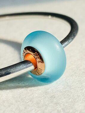 NEW Authentic Pandora Rose Gold Charm GREEN Matte Murano Glass Charm